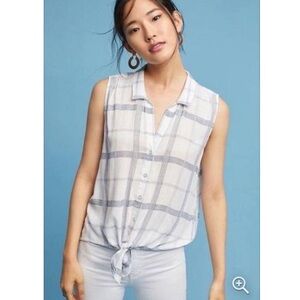 2 for 20 | Anthropologie Plaid Tie Front Sleeveless Button Up